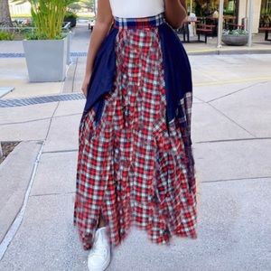 🪢👠Blue / Red Patchwork Geometric Skirt 🪢👠